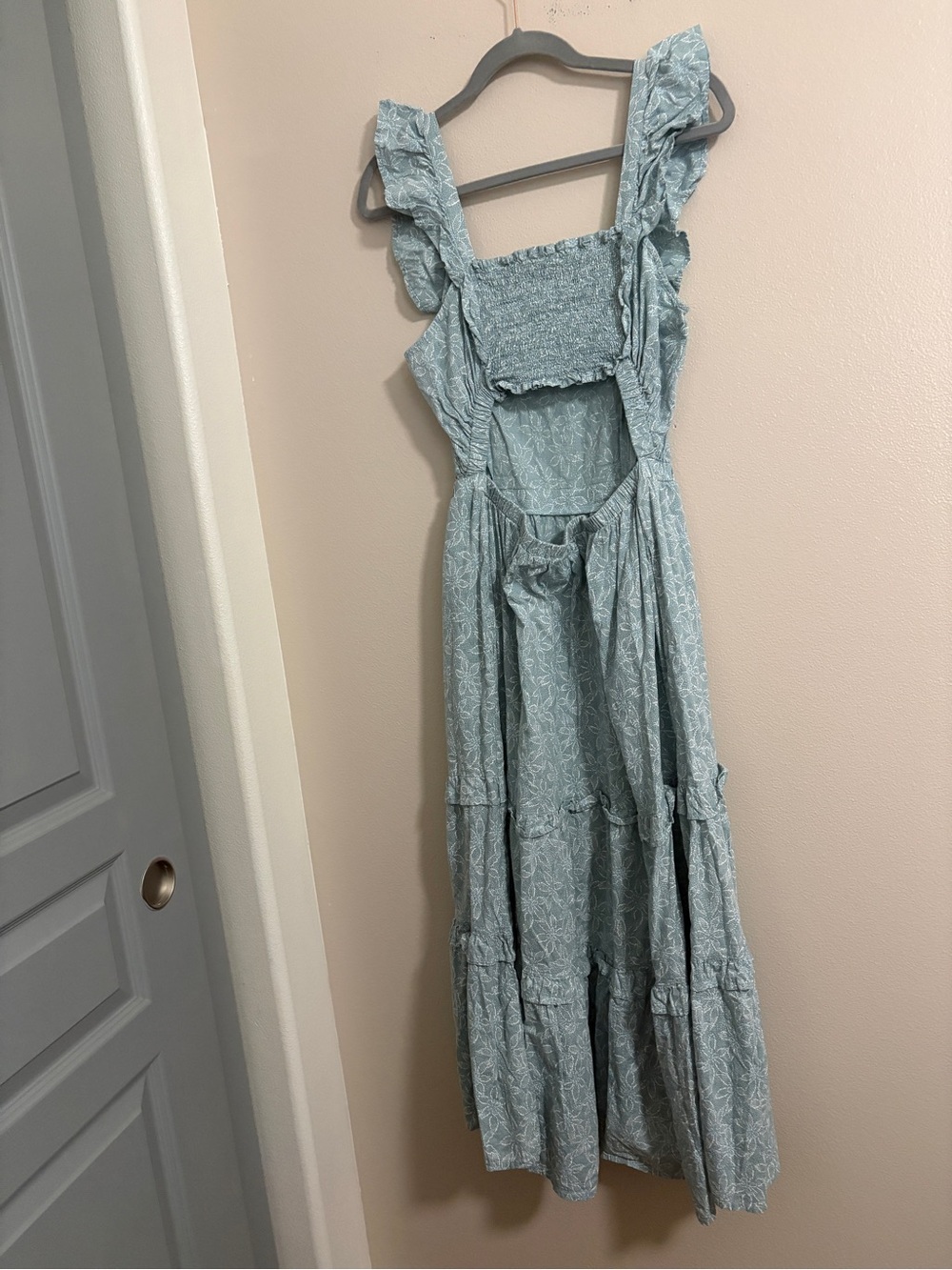 Women's Universal Thread 100% Cotton Light Blue Ruffle Tiered Sundress Large - Picture 5 of 7